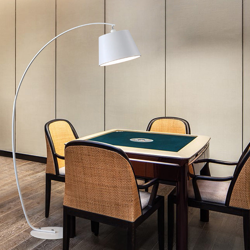 Traditional Empire Shade Floor Lamp with Arc Arm for Living Room - Elegant Standing Light