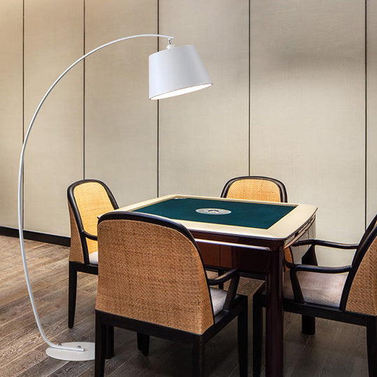 Traditional Empire Shade Floor Lamp with Arc Arm for Living Room - Elegant Standing Light