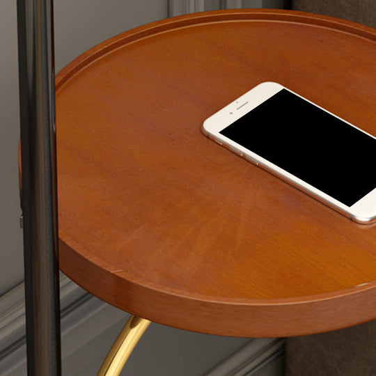 Gathered Empire Shade Floor Lamp - 1-Light Stand Up Design with Tray - Classic Fabric Lighting