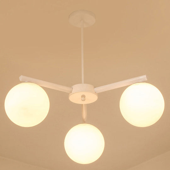 Traditional White Glass Globe Chandelier - 3/6/8 Light Pendant Fixture for Dining Room