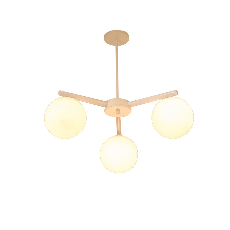 Traditional White Glass Globe Chandelier - 3/6/8 Light Pendant Fixture for Dining Room