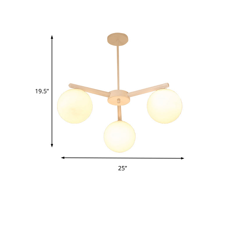 Traditional White Glass Globe Chandelier - 3/6/8 Light Pendant Fixture for Dining Room