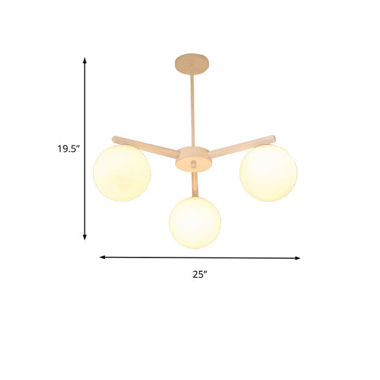 Traditional White Glass Globe Chandelier - 3/6/8 Light Pendant Fixture for Dining Room