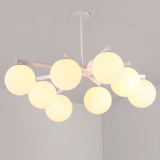Traditional White Glass Globe Chandelier - 3/6/8 Light Pendant Fixture for Dining Room