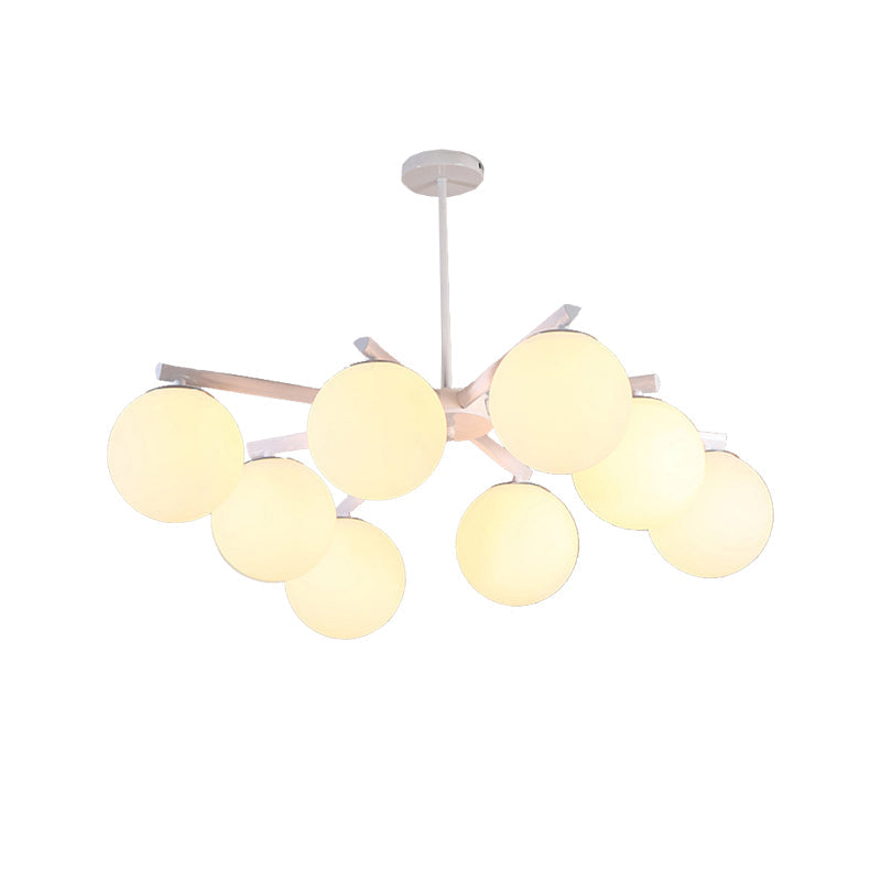 Traditional White Glass Globe Chandelier - 3/6/8 Light Pendant Fixture for Dining Room