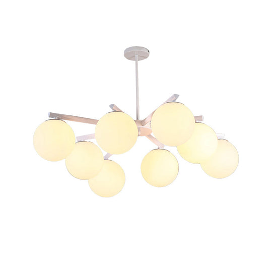 Traditional White Glass Globe Chandelier - 3/6/8 Light Pendant Fixture for Dining Room