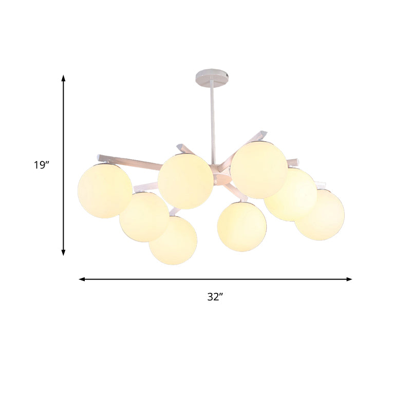 Traditional White Glass Globe Chandelier - 3/6/8 Light Pendant Fixture for Dining Room