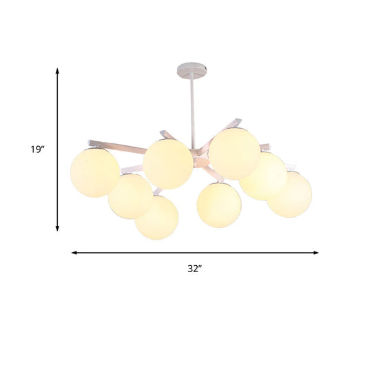 Traditional White Glass Globe Chandelier - 3/6/8 Light Pendant Fixture for Dining Room