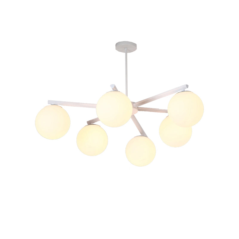 Traditional White Glass Globe Chandelier - 3/6/8 Light Pendant Fixture for Dining Room