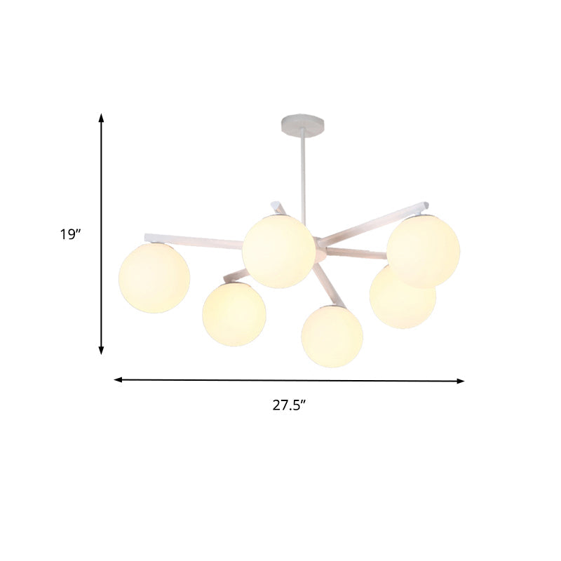 Traditional White Glass Globe Chandelier - 3/6/8 Light Pendant Fixture for Dining Room