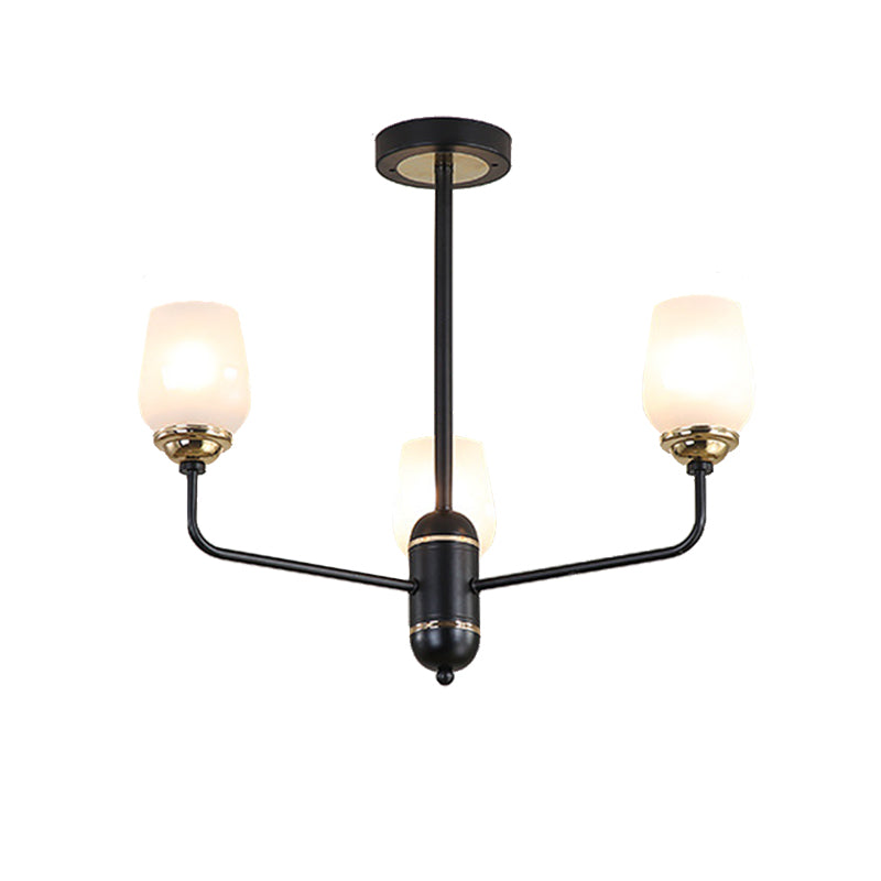 Traditional Black Cup Shape Chandelier with Clear Glass: 3/6/8 Lights, Pendant Light Fixture for Living Room