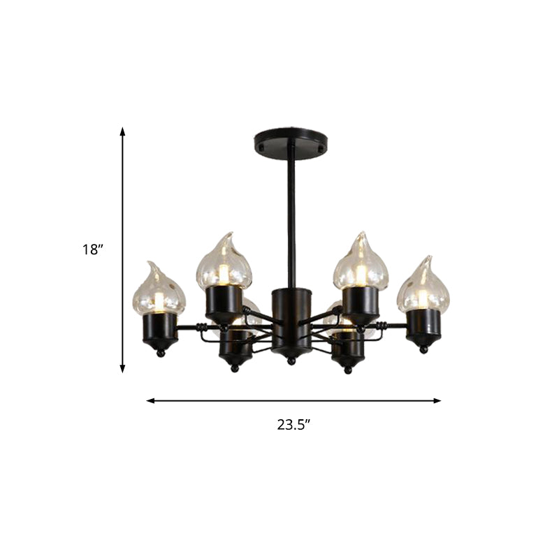 Traditional Clear Glass Chandelier with 3/6/8 Lights - Black Pendant Lighting for Living Room
