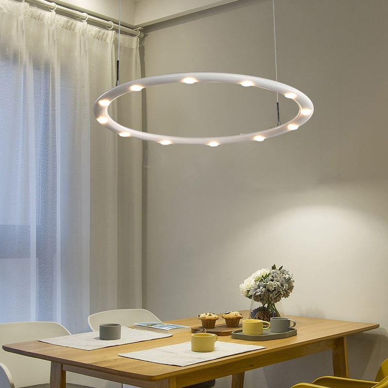 Modern Acrylic 1/2-Tier LED Ring Chandelier Light in Black/White for Bedroom: Warm/White Lighting