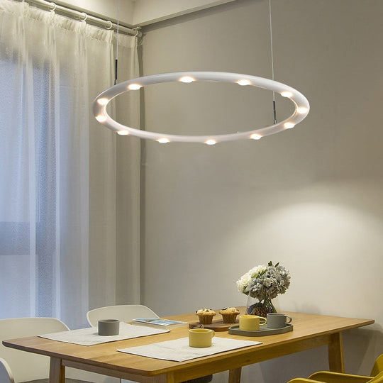 Modern Acrylic 1/2-Tier LED Ring Chandelier Light in Black/White for Bedroom: Warm/White Lighting