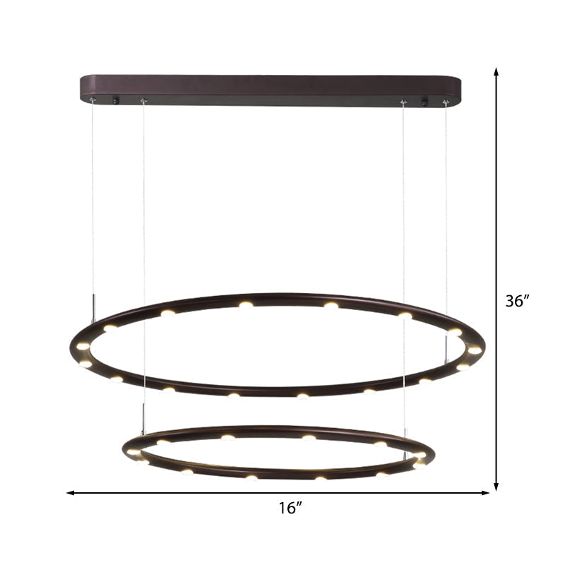 Modern Acrylic 1/2-Tier LED Ring Chandelier Light in Black/White for Bedroom: Warm/White Lighting