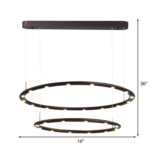 Modern Acrylic 1/2-Tier LED Ring Chandelier Light in Black/White for Bedroom: Warm/White Lighting