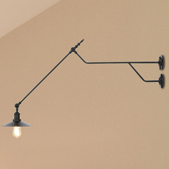 1-Light Industrial Wall Mounted Sconce with Metal Cone Shade in Black, Red and White for Living Room