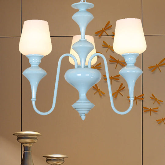 Blue Nordic Style Cylinder Chandelier: Metal Hanging Light for Study Room