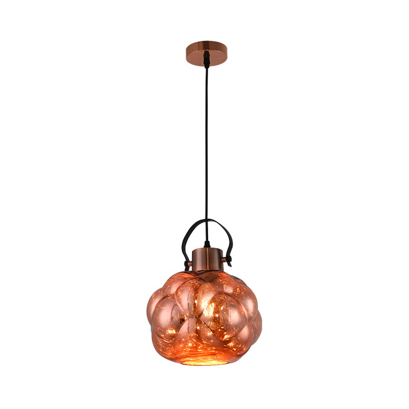 Hand Blown Glass Pendant Light - Modern Global Design - 1 Light - Chrome/Gold/Rose Gold - Ideal for Dining Room