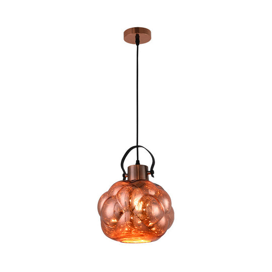 Hand Blown Glass Pendant Light - Modern Global Design - 1 Light - Chrome/Gold/Rose Gold - Ideal for Dining Room