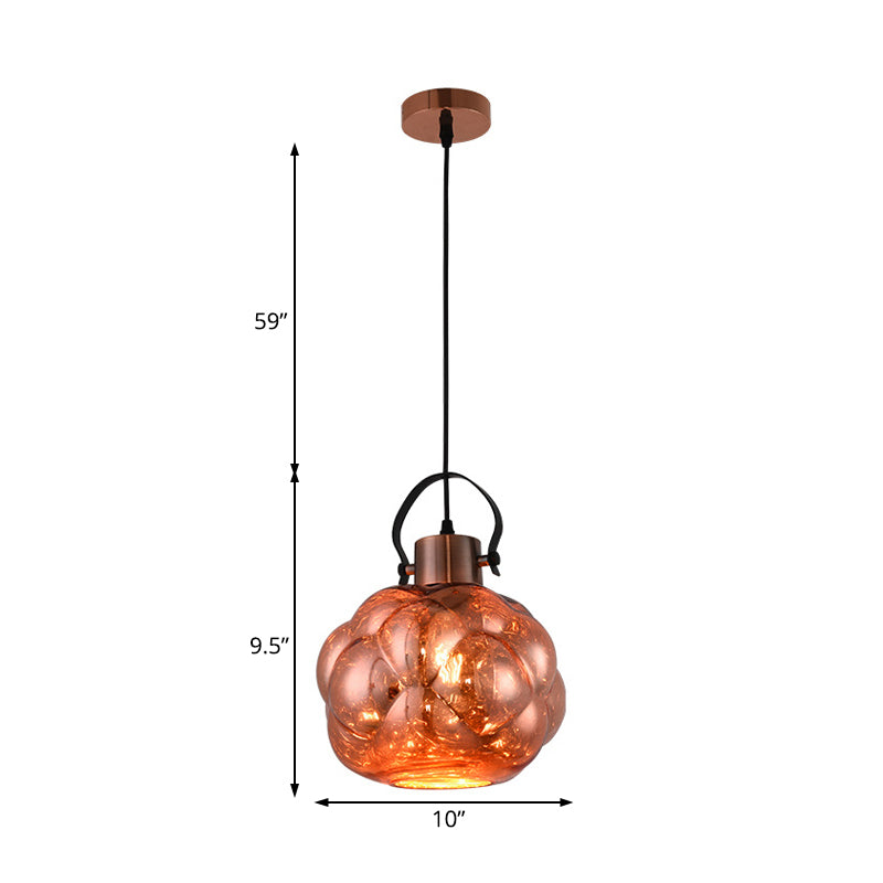 Hand Blown Glass Pendant Light - Modern Global Design - 1 Light - Chrome/Gold/Rose Gold - Ideal for Dining Room