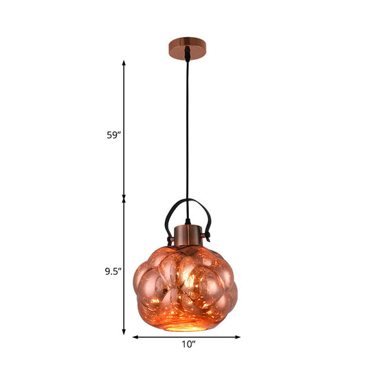 Hand Blown Glass Pendant Light - Modern Global Design - 1 Light - Chrome/Gold/Rose Gold - Ideal for Dining Room