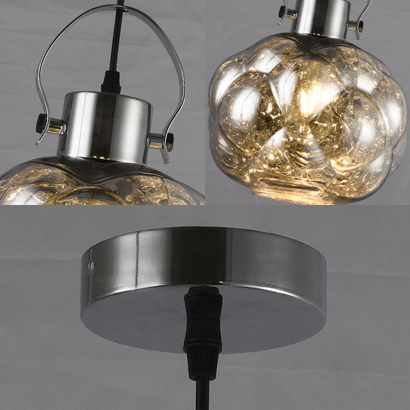 Hand Blown Glass Pendant Light - Modern Global Design - 1 Light - Chrome/Gold/Rose Gold - Ideal for Dining Room