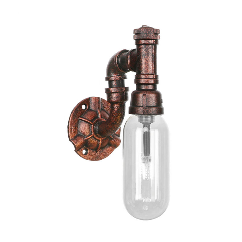 Industrial Oval Wall Light Fixture with Clear Glass, 1/2 Lights, and Weathered Copper Sconce Design