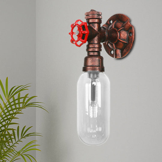 Industrial Oval Wall Light Fixture with Clear Glass, 1/2 Lights, and Weathered Copper Sconce Design