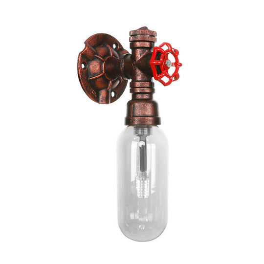 Industrial Oval Wall Light Fixture with Clear Glass, 1/2 Lights, and Weathered Copper Sconce Design