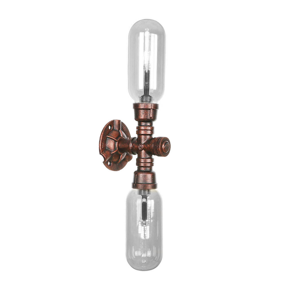 Industrial Oval Wall Light Fixture with Clear Glass, 1/2 Lights, and Weathered Copper Sconce Design