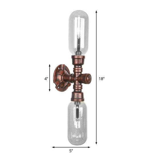 Industrial Oval Wall Light Fixture with Clear Glass, 1/2 Lights, and Weathered Copper Sconce Design