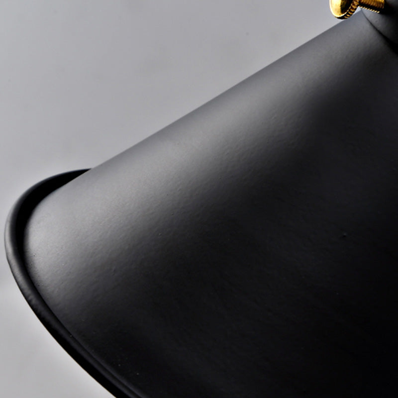 Industrial Swing Arm Wall Sconce - Conic Study Room Lamp (1 Bulb) - Black/Brass Metallic Finish