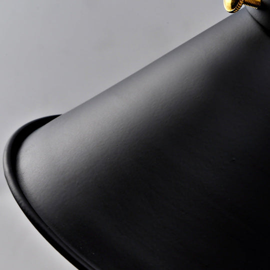 Industrial Swing Arm Wall Sconce - Conic Study Room Lamp (1 Bulb) - Black/Brass Metallic Finish