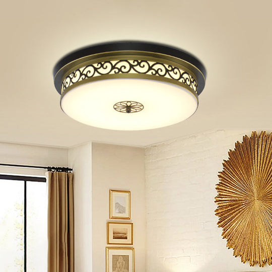 Retro Acrylic Flush Mount Ceiling Light - Brown-Black Shaded Single Bedroom Lighting