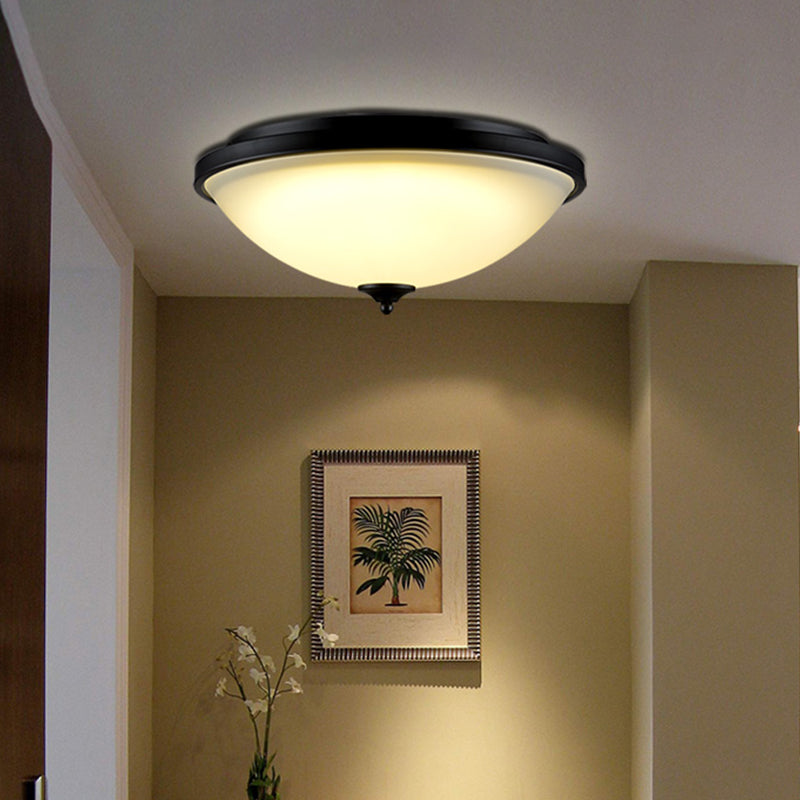 Retro Acrylic Flush Mount Ceiling Light - Brown-Black Shaded Single Bedroom Lighting