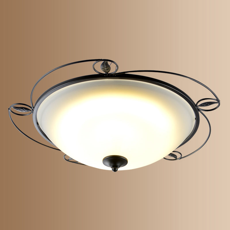 Retro Acrylic Flush Mount Ceiling Light - Brown-Black Shaded Single Bedroom Lighting