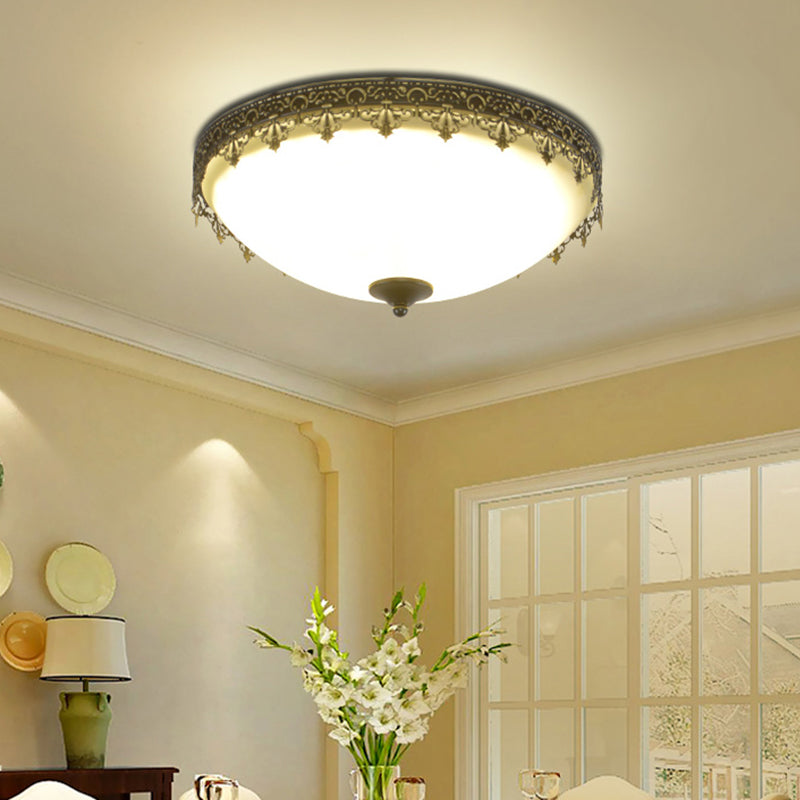 Retro Acrylic Flush Mount Ceiling Light - Brown-Black Shaded Single Bedroom Lighting