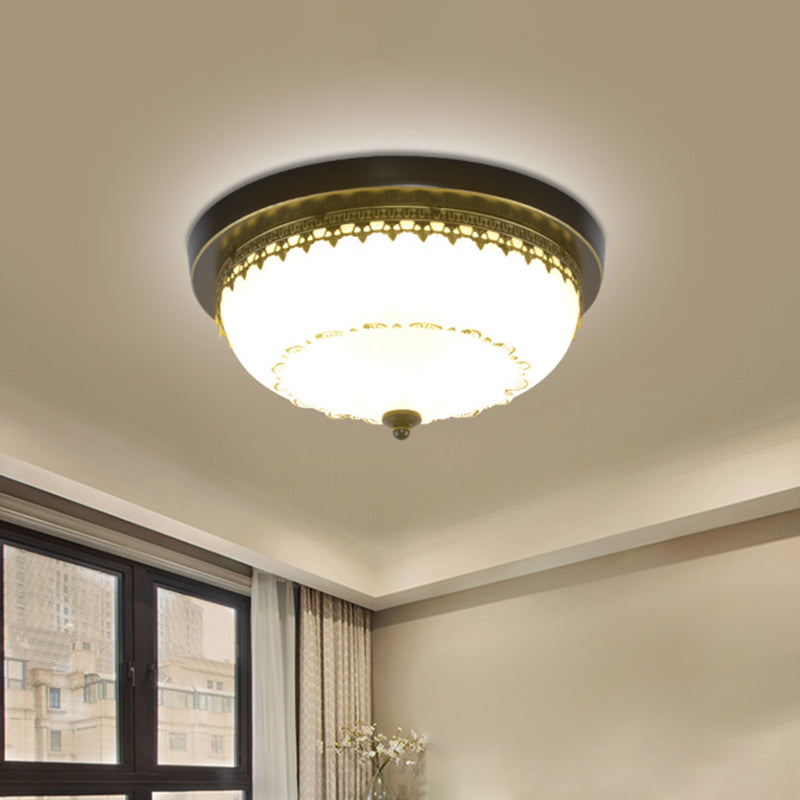 Retro Acrylic Flush Mount Ceiling Light - Brown-Black Shaded Single Bedroom Lighting