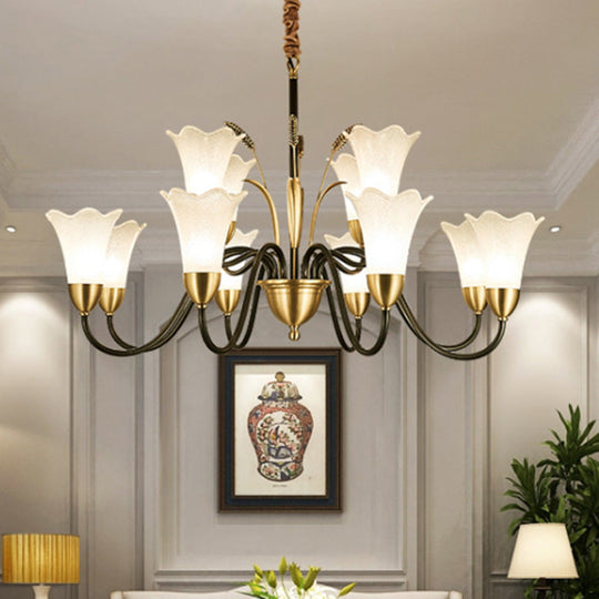 Classic Cream Frosted Glass Gold Pendant Chandelier for Dining Room Ambiance