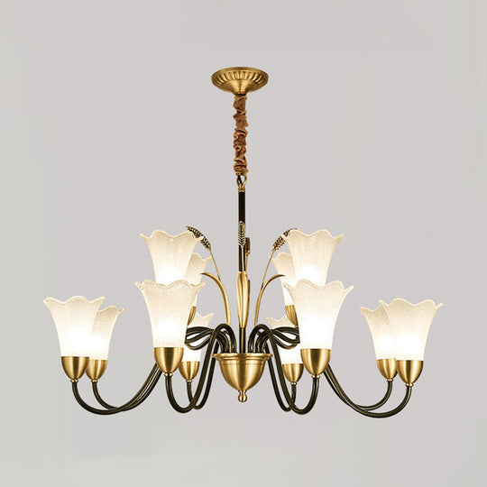 Classic Cream Frosted Glass Gold Pendant Chandelier for Dining Room Ambiance