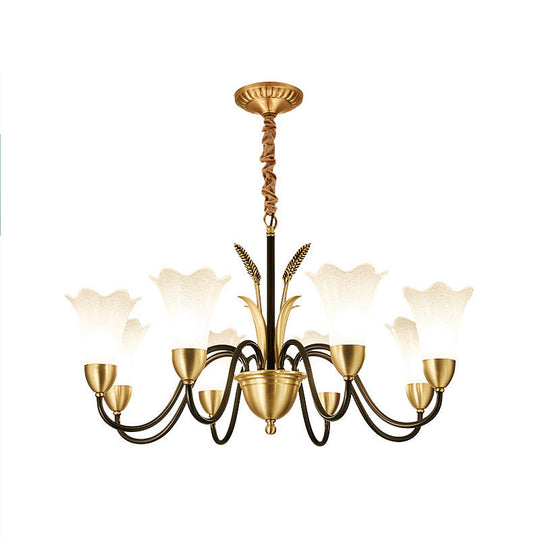 Classic Cream Frosted Glass Gold Pendant Chandelier for Dining Room Ambiance