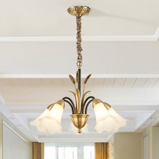 Classic Cream Frosted Glass Gold Pendant Chandelier for Dining Room Ambiance