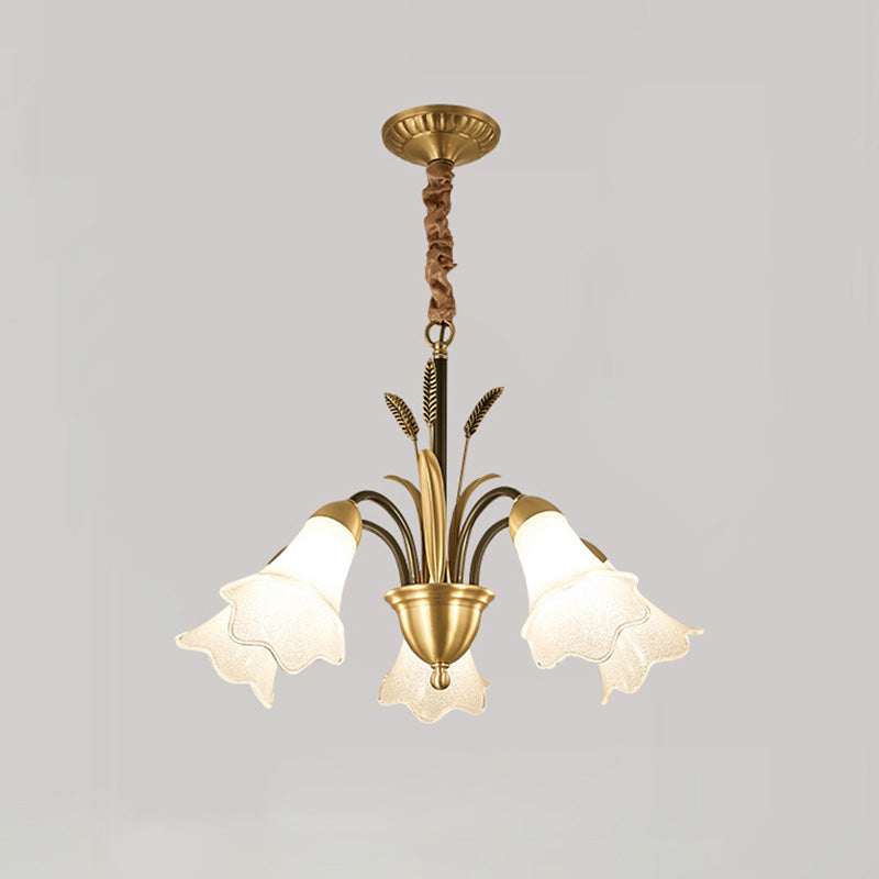 Classic Cream Frosted Glass Gold Pendant Chandelier for Dining Room Ambiance