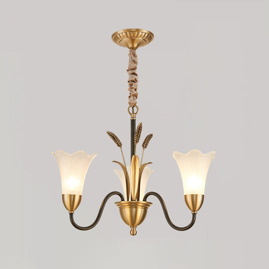 Classic Cream Frosted Glass Gold Pendant Chandelier for Dining Room Ambiance