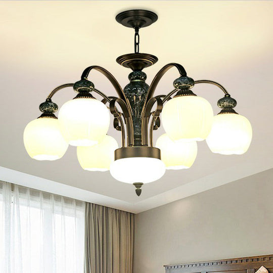 Vintage Flower-shaped Glass Ceiling Chandelier for Traditional Dining Rooms