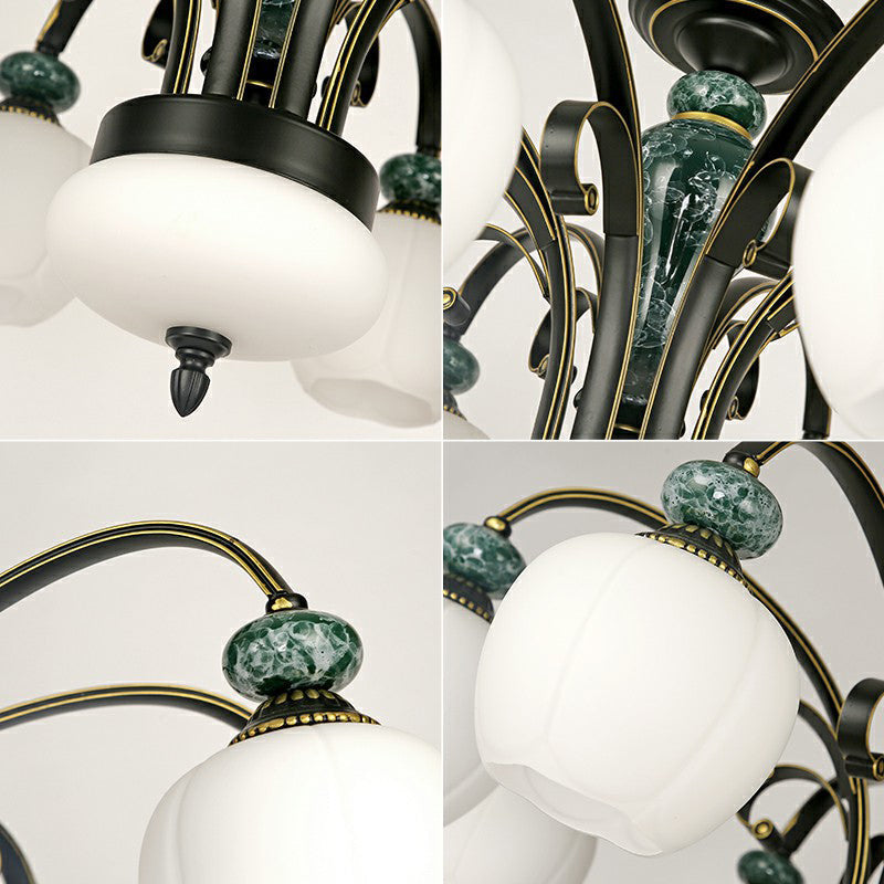 Vintage Flower-shaped Glass Ceiling Chandelier for Traditional Dining Rooms