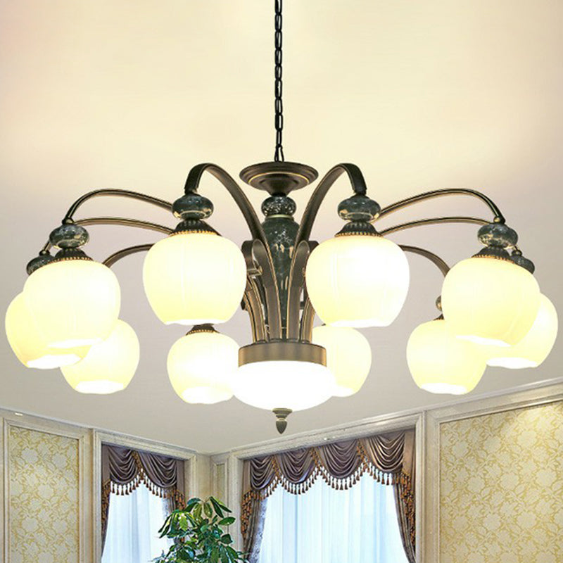 Vintage Flower-shaped Glass Ceiling Chandelier for Traditional Dining Rooms