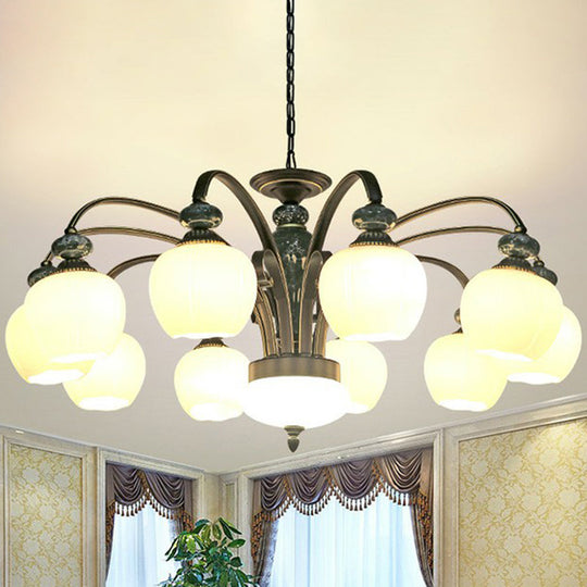 Vintage Flower-shaped Glass Ceiling Chandelier for Traditional Dining Rooms