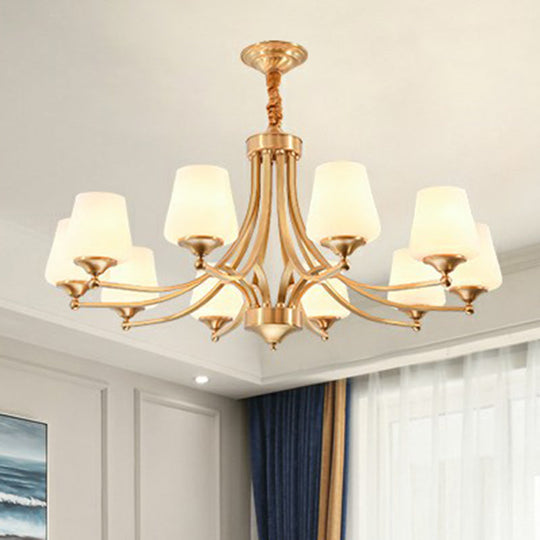 Rustic Cream Glass Gold Bud Chandelier Pendant Light for Living Room